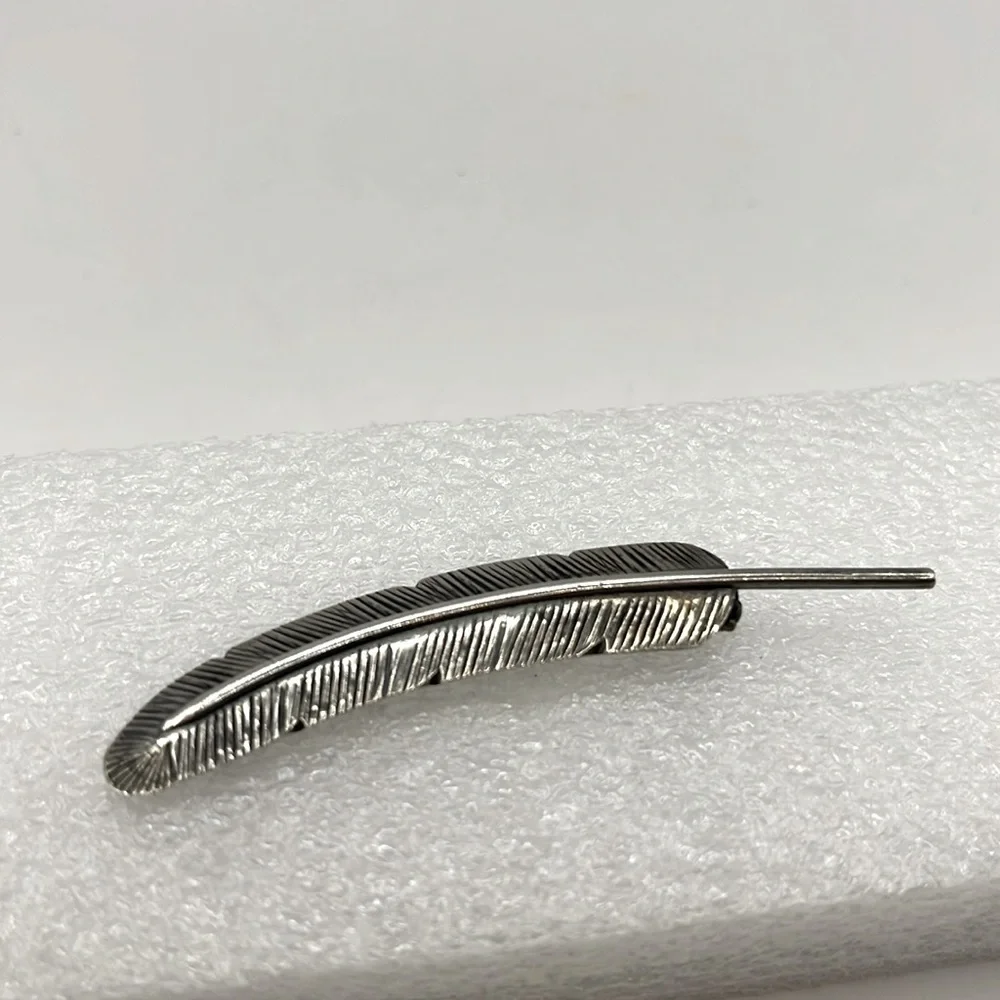 Sterling Silver Feather Brooch Intricate  Brooch with Vintage Artisanal Design
